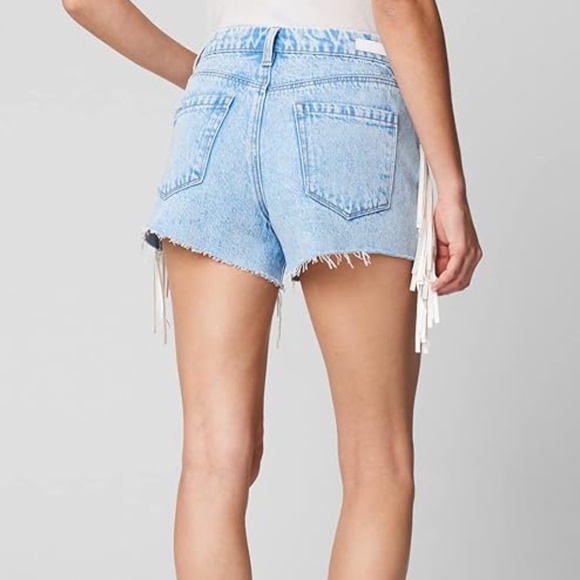 BLANK NYC Hi Rise Five Pocket Vegan Leather Fringe Cut Off Shorts - Picture 2 of 10